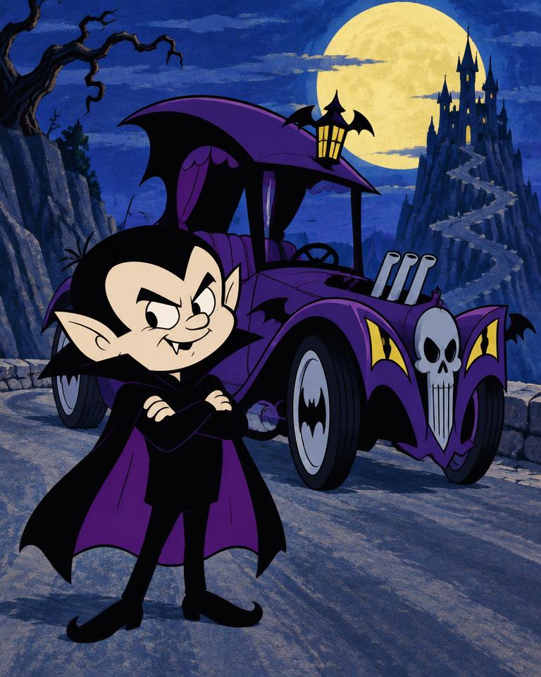 Original fan art portrait of Little Gruesome with the Creepy Coupe